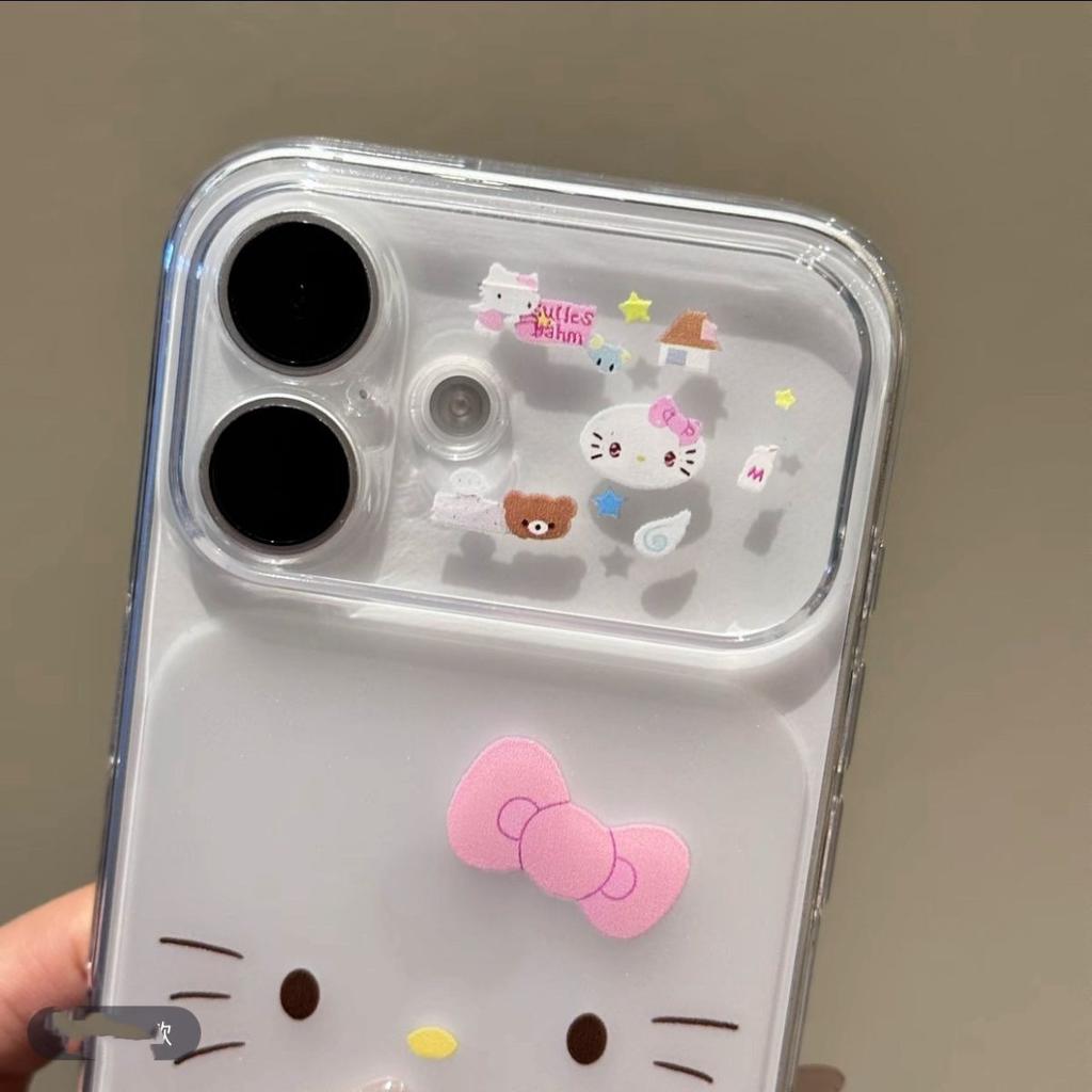 Cute big face kt suitable for Apple 17Promax large window mobile phone case IP16/15/14 cartoon 13 matte 12