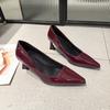 Fashion French Black Heels Fashion 2025 Sexy New Pointed Toe Patent Leather Single
