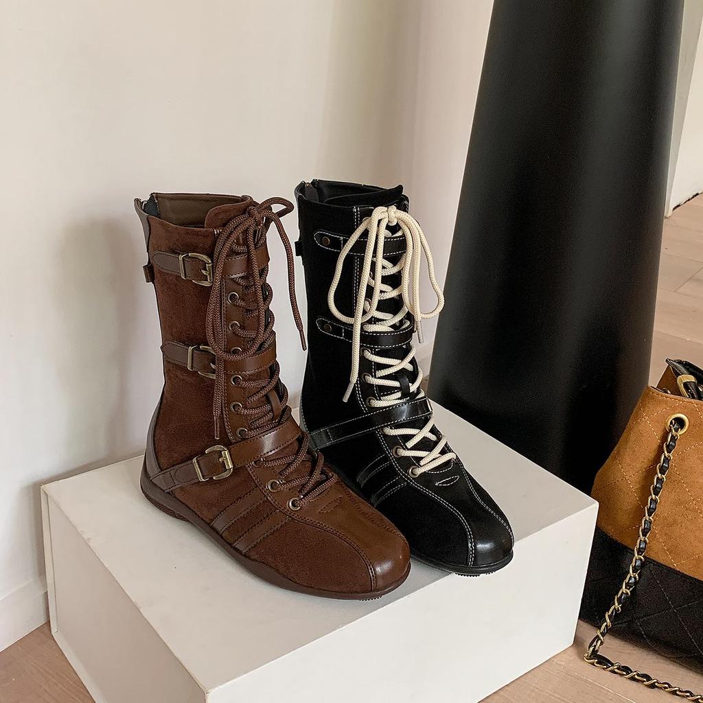 Oryginalne Skórzane Retro Damskie Buty Bokserskie - Styl Wu Xuanyi, Jesień 2025, Brytyjski Design Martin, Gruba Podeszwa Niemieckie Obuwie Treningowe