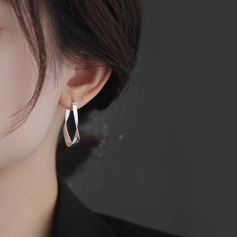 925 Silver Torque Line Hoop Earrings For Women Hypoallergenic Jewelry Geometric Earrings Fashion Accessories