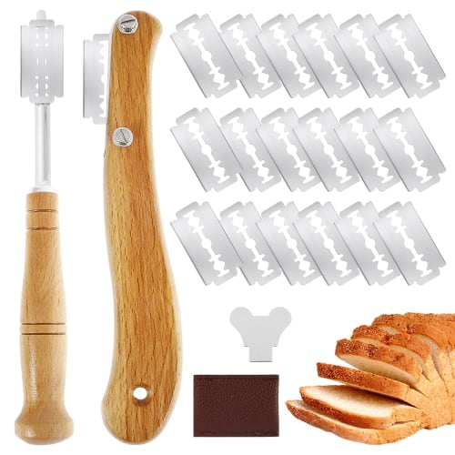 

Bread Knife, Coupe Knife, Bread Knife for French Bread, Bread Slicer, Curved Knife, Bread Making Tool with Cover and Replaceable Blades, Kitchen Tool