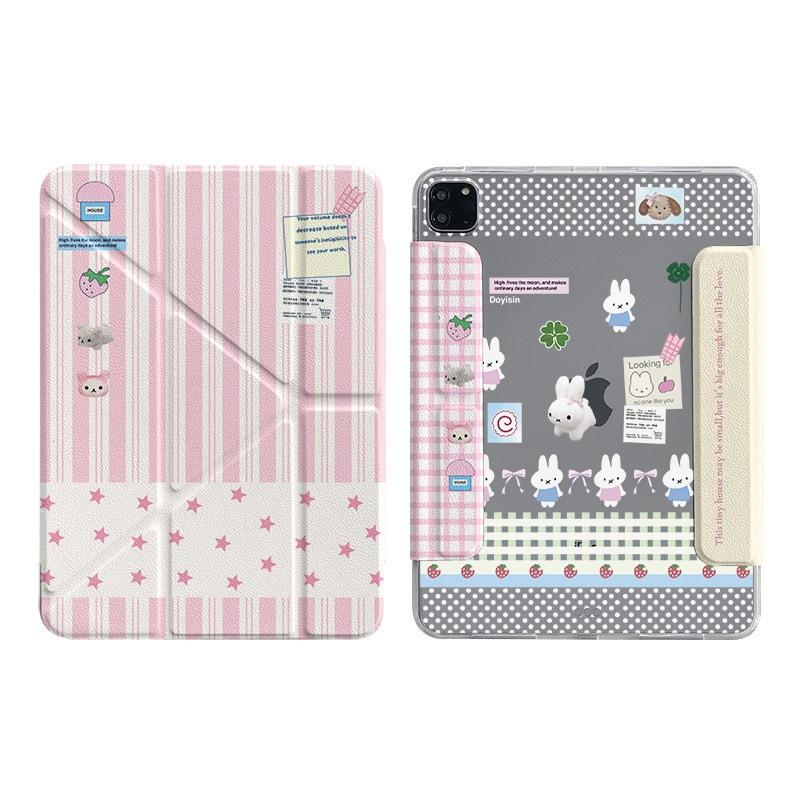 Miffy Rabbit Striped Case IPad Pro Mini 7 Air 10th Gen With Stand Sleep Wake Support