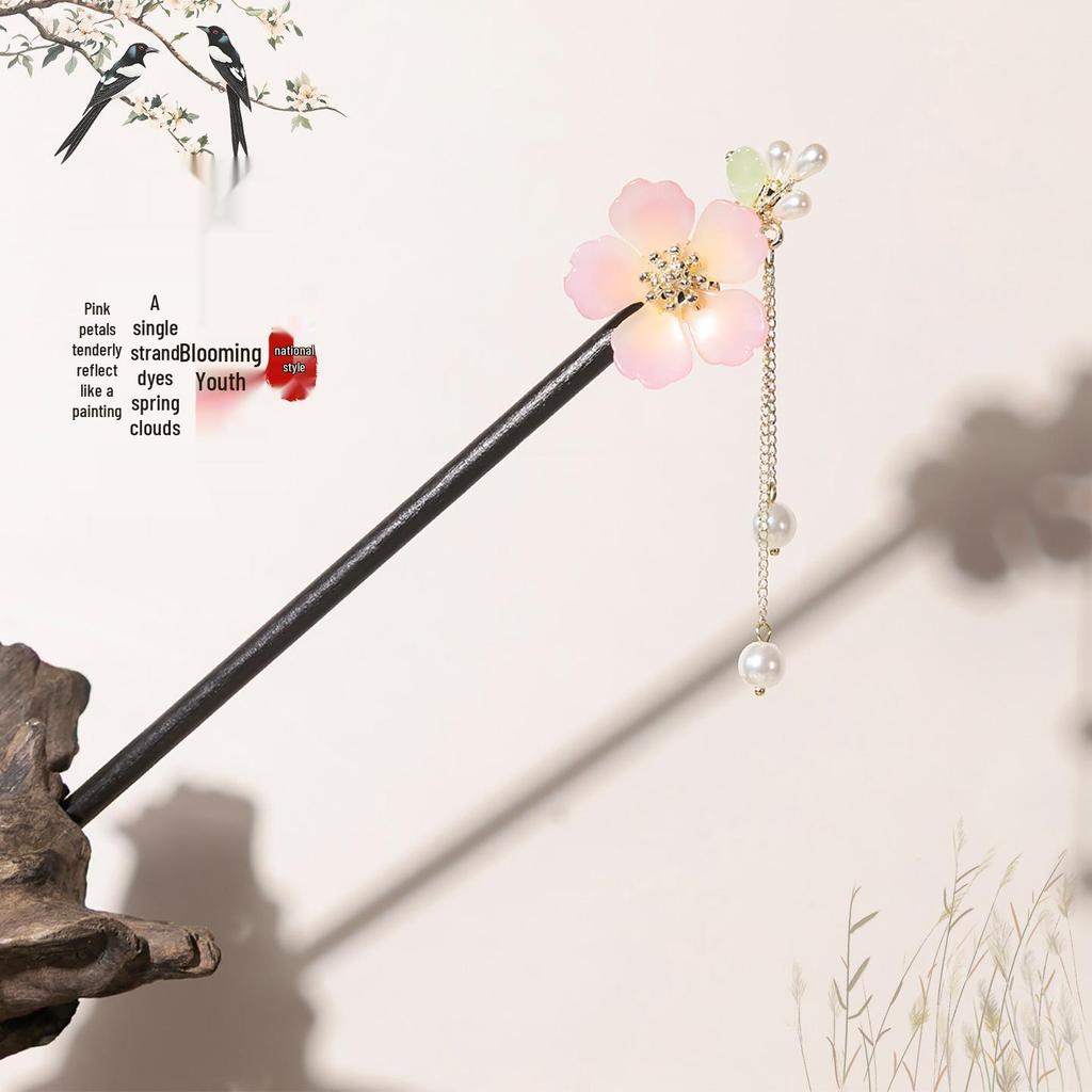 Ancient Style Tassel Hairpin - Imitation Ebony Wood, Hanfu Accessories, Chinese Jewelry for Women