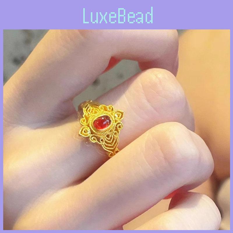 Elegant Ancient Style Geometric Copper Ring For Women With Adjustable Open Design