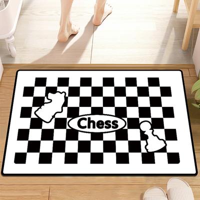Alfombrilla absorbente de barro de diatomeas suave con diseño de tablero de ajedrez para baño, alfombrilla antideslizante de secado rápido para puerta de entrada