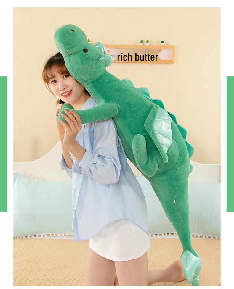 Cute Plush Dragon Hug Pillow - Large Cartoon Dinosaur for Sleeping & Decor