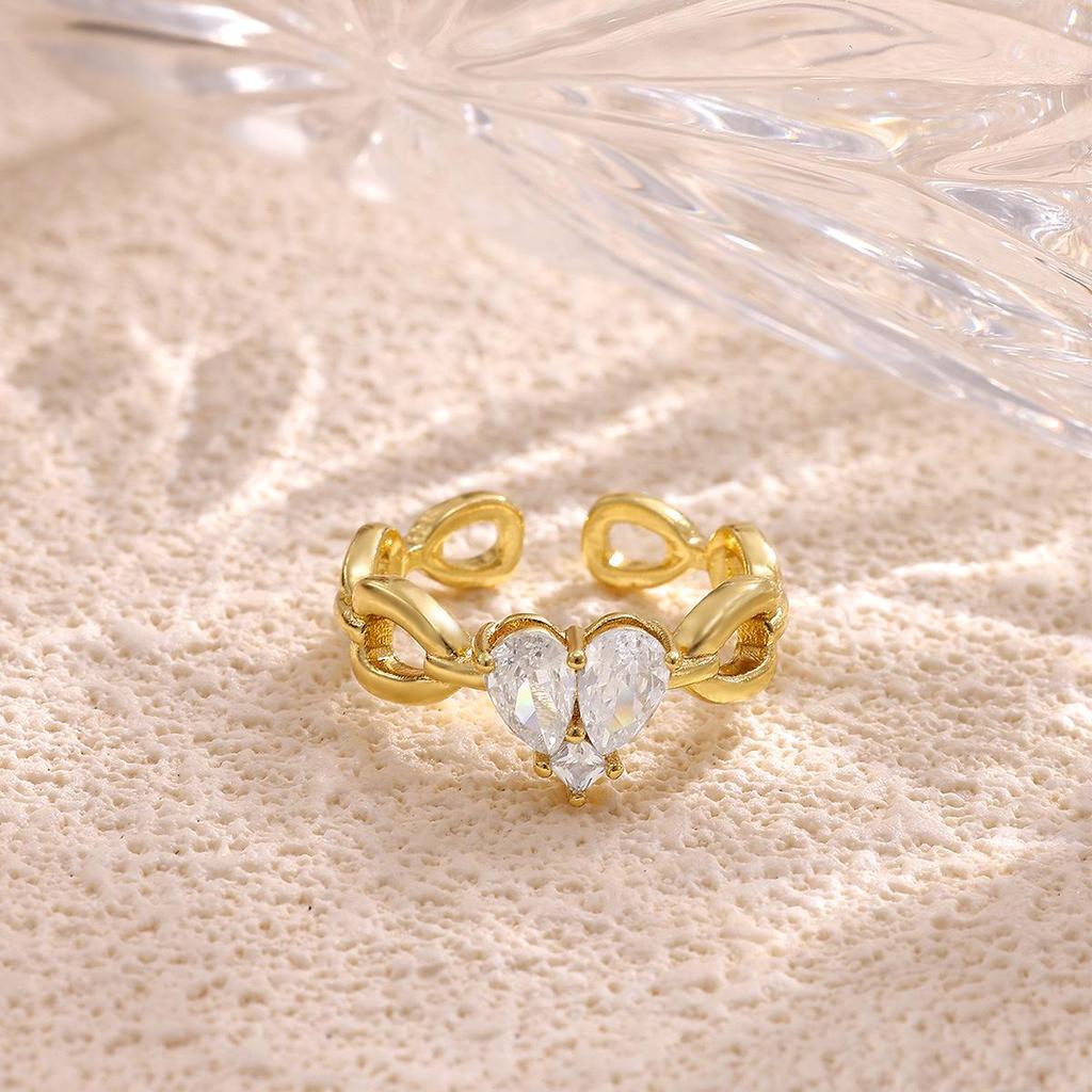 Eleganter Zirkonia-besetzter offener Ring für Damen - Schickes, leichtes Design für den täglichen Gebrauch