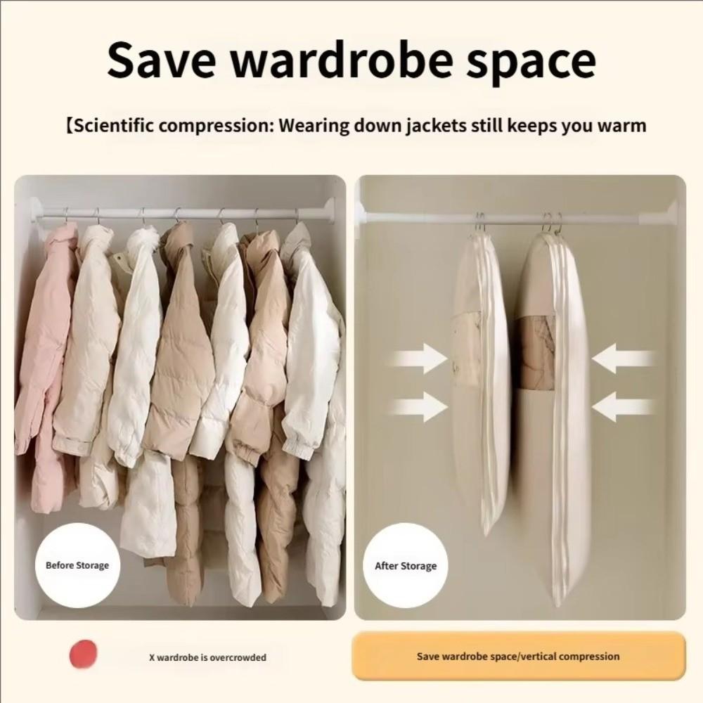 Hanging Compression Dust Cover Space Saving Down Jacket Cover Durable Clothes Storage Organizer