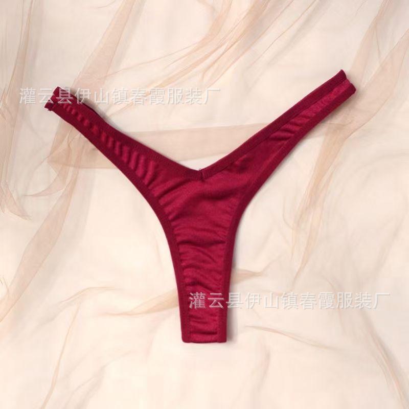 2026 новый европейский и американский однотонный сексуальный стринги женское сексуальное нижнее белье спортивные удобные Y-образные трусы S бордовый