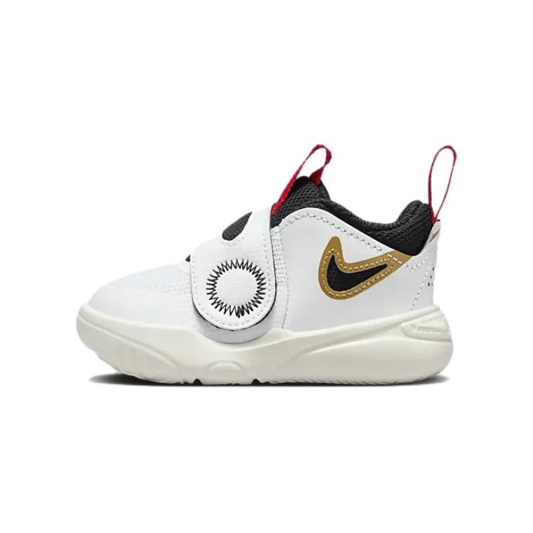 (TD) Nike Team Hustle D 11  White Metallic Gold University Red Black  Baby DV8995-104 EU 27