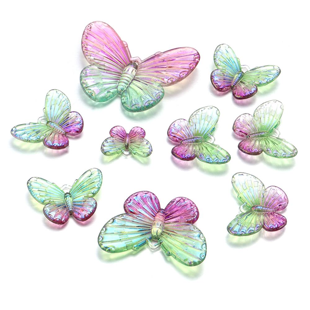 10-40pcs/lot Butterfly Acrylic Beads Gradient Color Loose Beads For Jewelry Making DIY Phone Case Handmade Gifts Accessories
