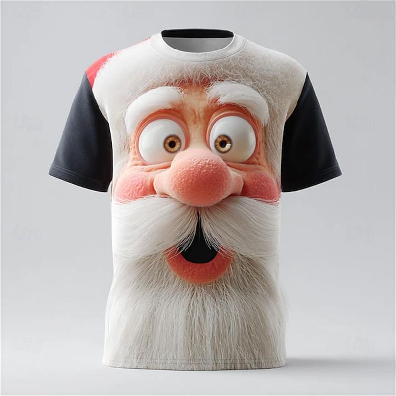 Christmas T Shirts Men 3D Printed T-shirt Hot Sale Xmas Part Holiday Short Sleeve Men's Fashion 2026 Funny Santa Claus Clothes