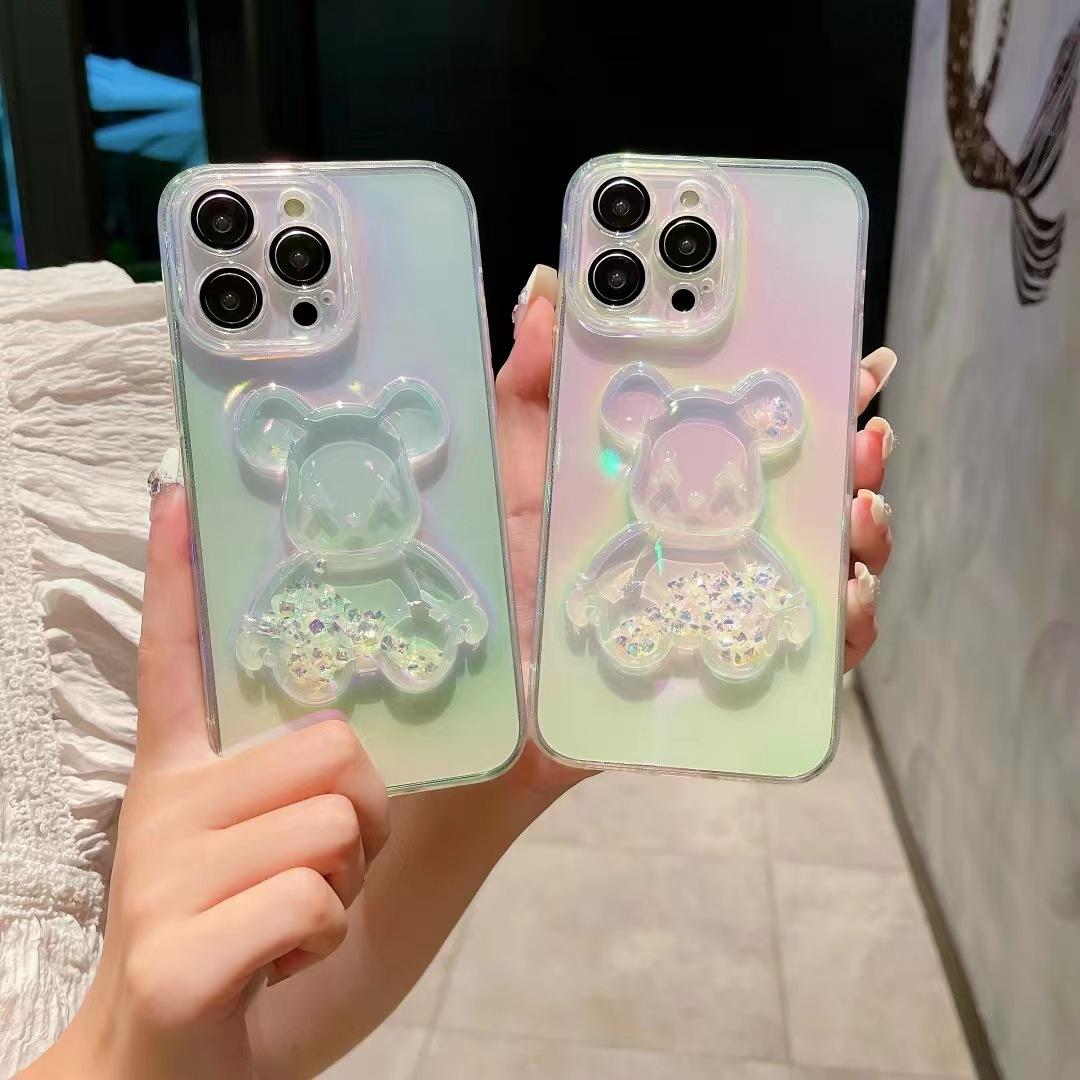 

Подходит для чехла для телефона iPhone 16 с цветным покрытием, трехмерный чехол с агрессивным медведем для Apple 15proMax, мягкий чехол 14, противоударный защитный чехол iPhone15