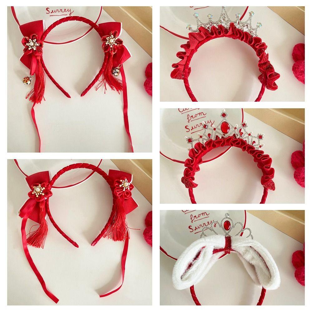 Tassel Chinese New Year Headband Red Hanfu Hairband All-match Crown Headwear  Children