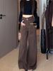 Coffee Retro Wide-Leg New Tang Women's Autumn Slimming Straight-Leg Denim Jeans