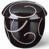 Takumifu Arita Ware 8cm Steaming Bowl, Black Glaze with Red Lines, Round, Made In Japan
