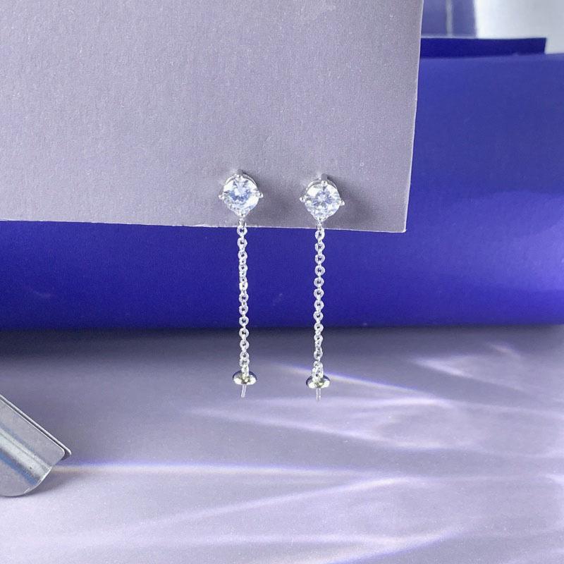 

Корейские серьги-пусеты с кисточками из циркона и жемчуга - Женский геометрический дизайн