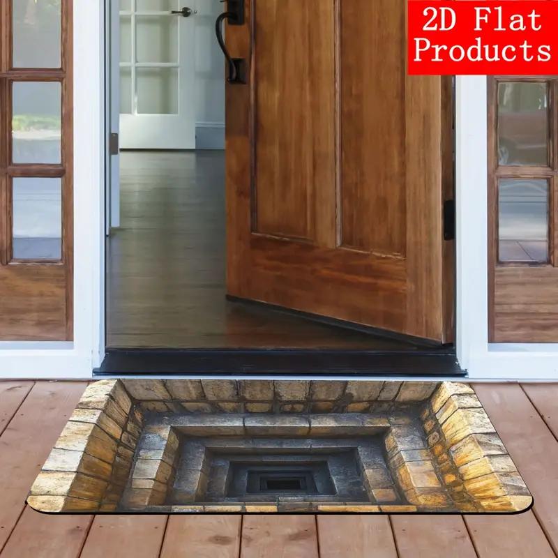 Zerbino 2D ad effetto ottico piatto, antiscivolo, di benvenuto per uso interno ed esterno, facile da pulire, resistente e antimacchia, lavabile in lavatrice
