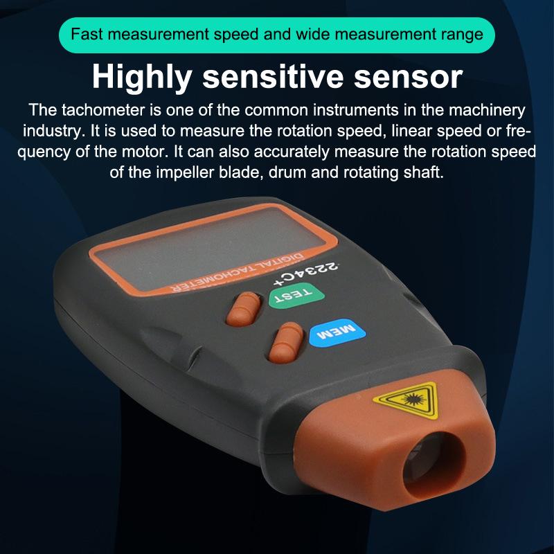 Digital Laser Tachometer Hour Meter Diagnostic Tool Non-Contact Motor Lathe Speed Gauge Revolution Spin Rpm Meter 1Pc