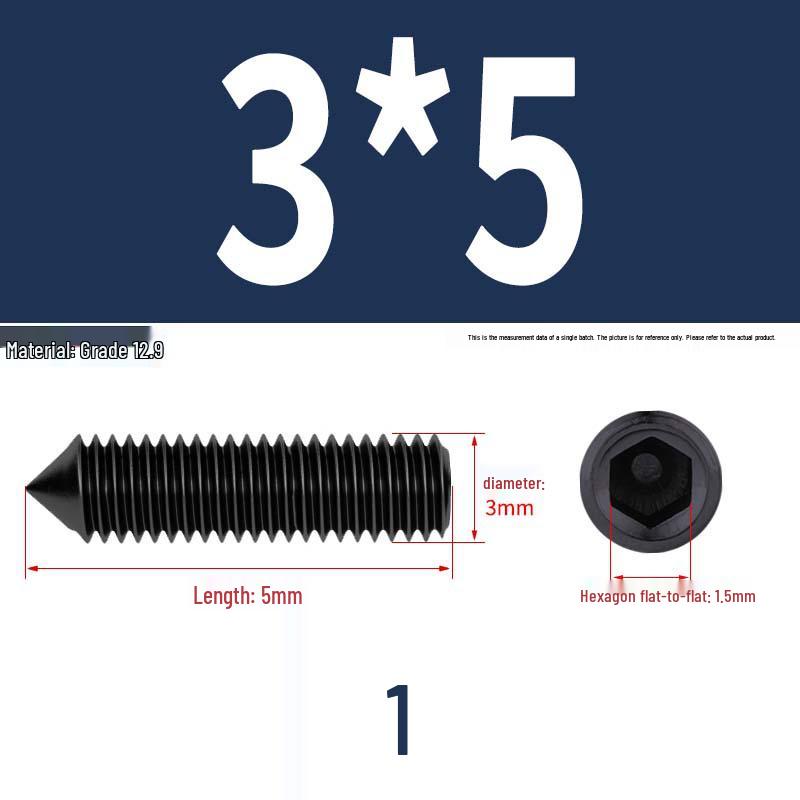 12.9 Edelstahl 304 Innensechskant Kegelspitze Gewindestift M2/M3