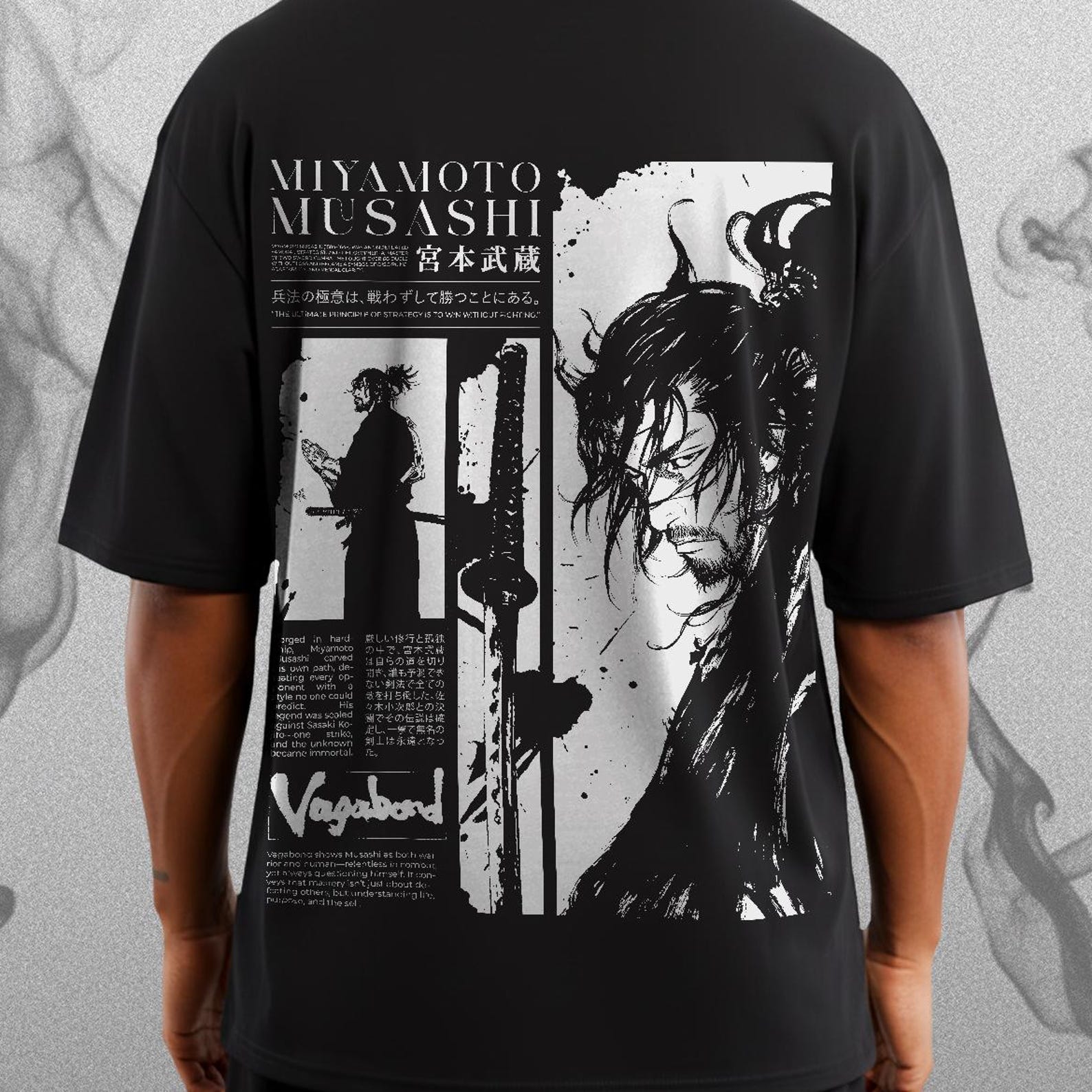 Miyamoto Musashi , Vagabond Brutalism Oversized T-shirt | Unisex, Men & Women. S