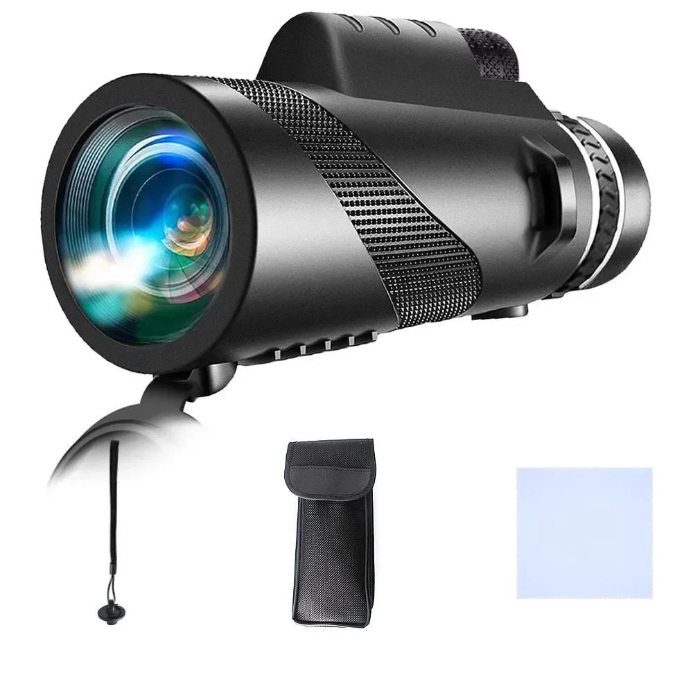 80x100 Portable Monocular Telescope HD Long Range Zoom Telescope with Tripod  Phone Clip for Hunting Sports Outdoor Camping