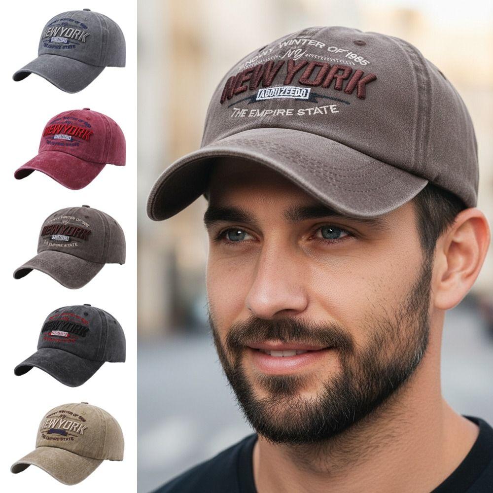Vintage New York Letter Embroidery Baseball Cap Adjustable Hip-Hop Washed Streetwear Hat Sun Hat For Man Women