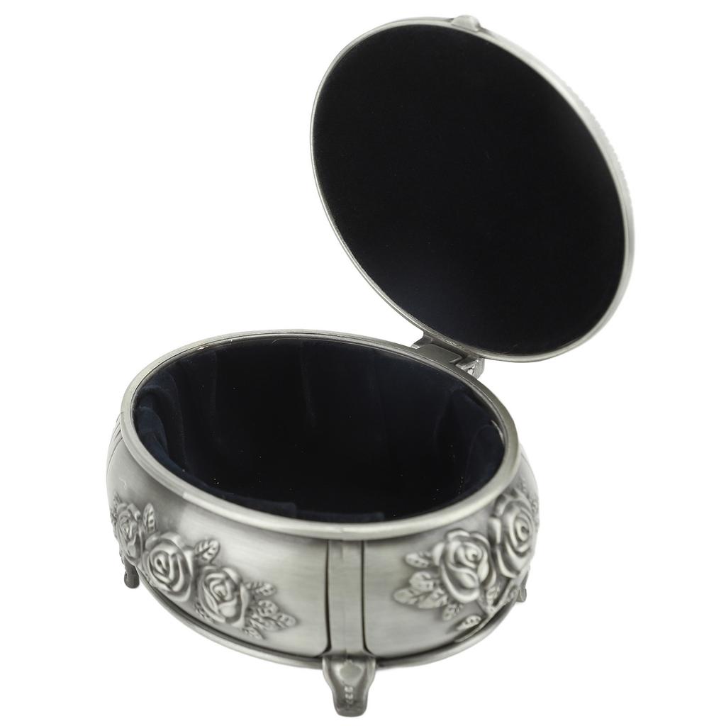 Jewelry Box Retro Metal Oval Shaped Jewelry Storage Box for Necklace Ear S