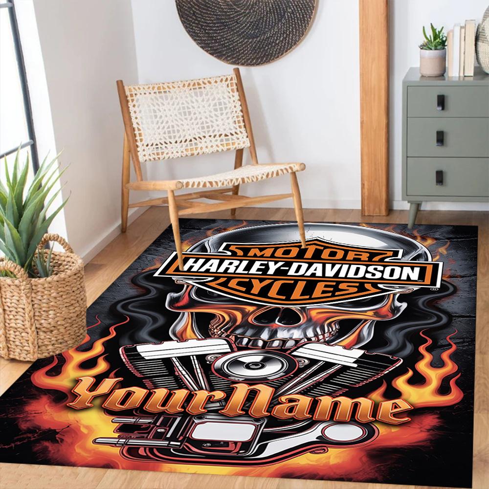 Harley-davidson Motorcycles Customized Name Area Rug Suitable for Living Rooms Bedrooms Balcony Playrooms Antislip Carpet Decorate Offices