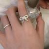 Korean Sweet Twist Bow Ring, Women's Fashionable Unique Index Finger Ring, Stacking and Wearing Ring, Advanced Sense