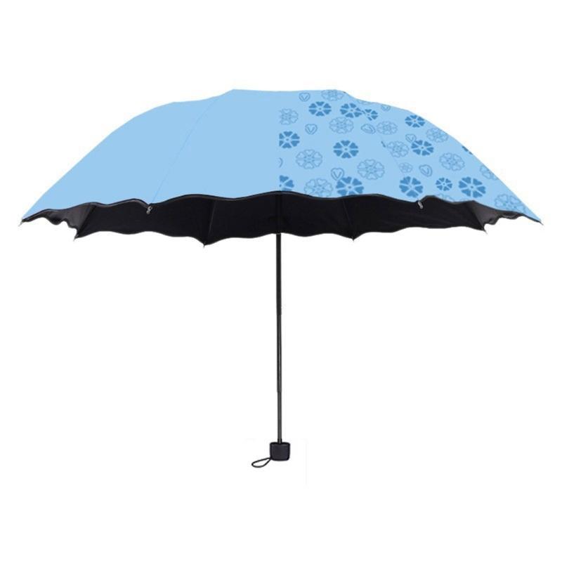 Beautiful Water Flowering Umbrella 3 Folding Umbrella Outdoor Travel Parasol Sun Protections синий