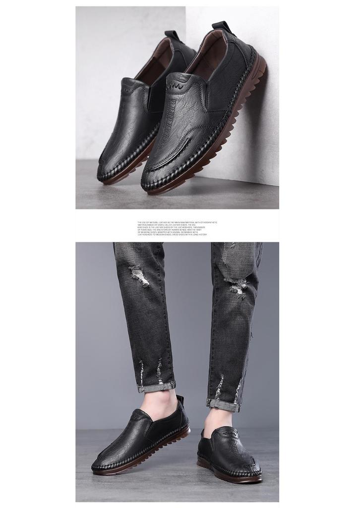 2025 Stylish European Men's Loafers: Trendy Light Luxury Genuine Leather Breathable Casual Shoes