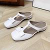 Fashion Bow Women Slippers Square Toe Heeled Sandals Fashion Mules Shoes 2025 Elegant Summer New Slingback Chunky Woman Shoes Zapatillas