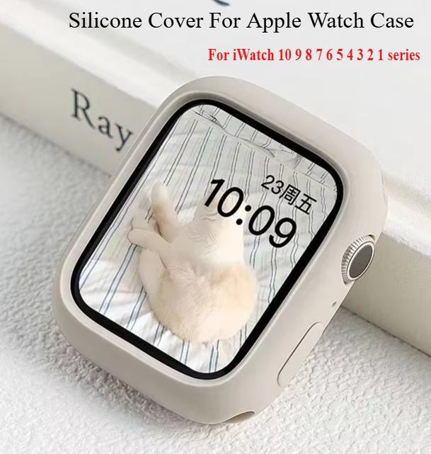 Silikonhülle für Apple Watch Hülle 10 42mm 46mm 44mm 40mm 45mm 41mm Zubehör Stoßfänger Schale Schutzhülle iWatch Serie SE 6 7 8 9