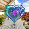 1Pc Hanging Heart Wind Spinner Stainless Steel 3D Heart Wind Catchers with Hook Rotatable Wind Chime for Home Garden Decoration