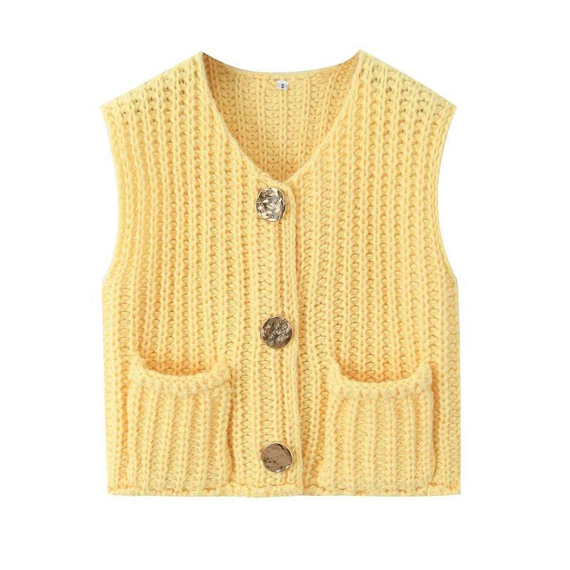 Kaslead New Arrival Women's Clothing Fashion Style Fashion Minimalist Sleeveless Short Knitted Vest