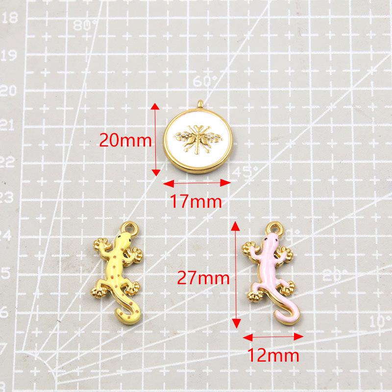 18K Gold-Plated Honeybee & Gecko Pendant - Stainless Steel DIY Jewelry