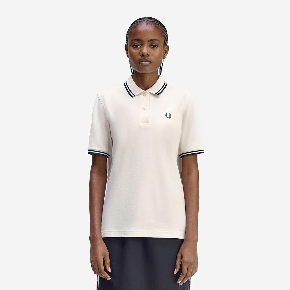 Fred Perry [G3600] Women'S Twin Tip Fred Perry Shirt - Silky Peach/Dark Petrol Afpf2533600-Z74