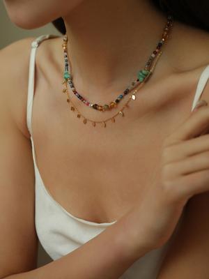 1Pcs Simple And Versatile Zircon Beaded Necklace Leaf Necklace Set Layered Necklaces Women'S Jewellery