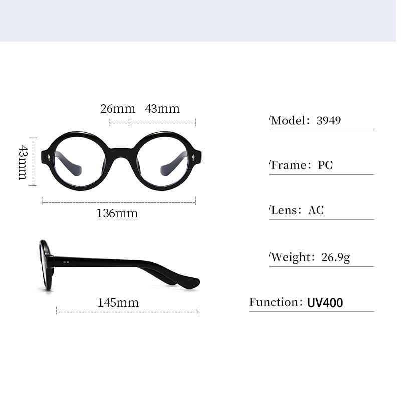 New Fashion Rivet Round Women Frame Myopia Glasses Prescription Nearsight Anti Blue Light Men Eyeglass