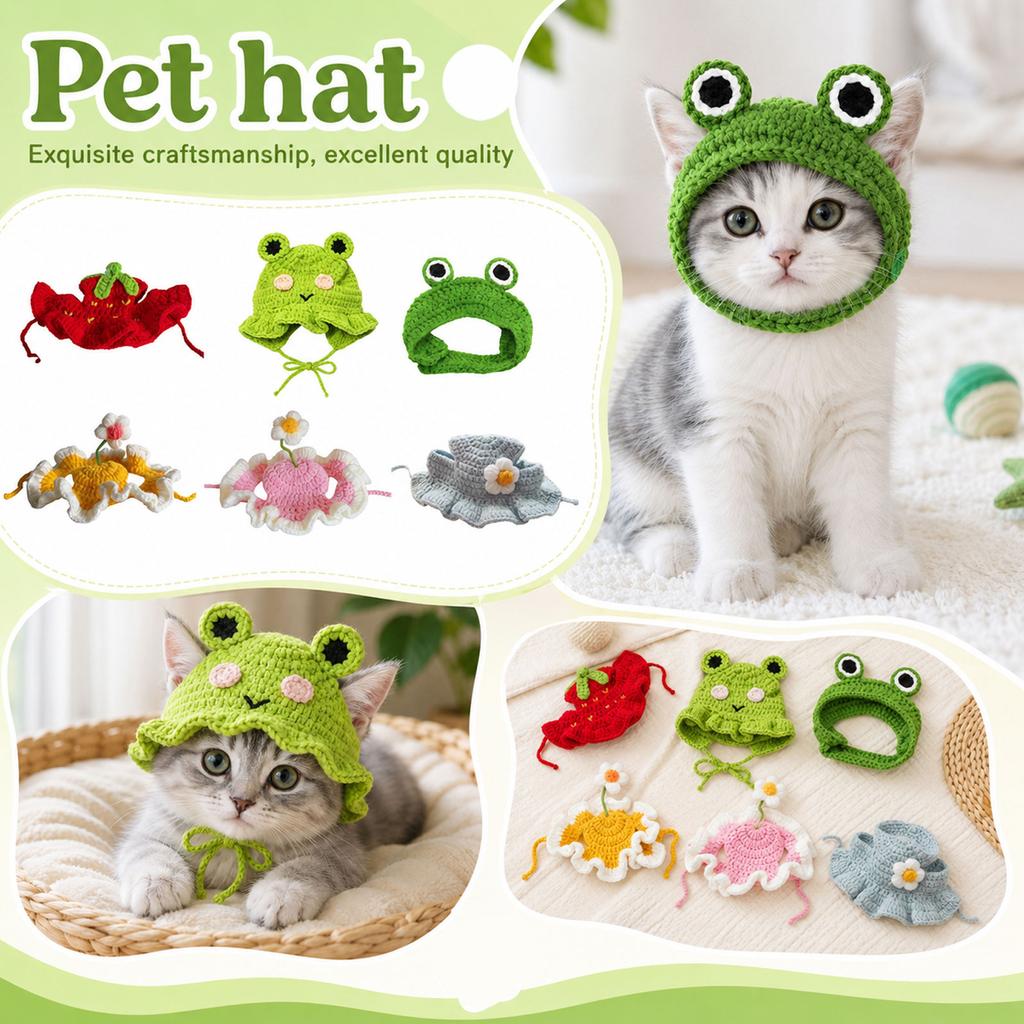 Crochet Hat for Cats, Finished Crocheted for Small