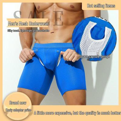Herren Anti-Scheuer Sport Boxer Briefs, Übergröße, Atmungsaktiv, mit großem Beutel und verlängertem Bein.