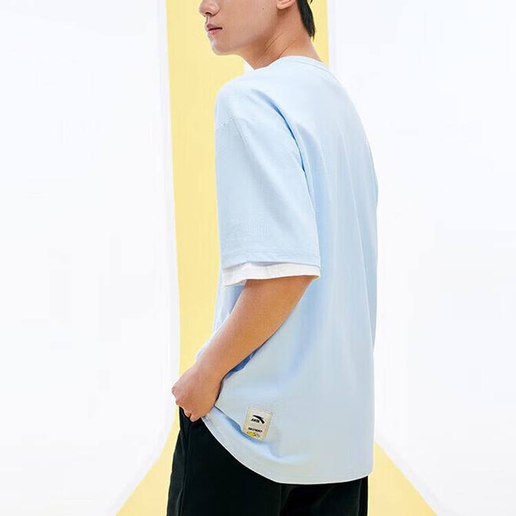 Anta X SmileyWorld Joint Series Print Letter Smiley Round Neck Short Sleeve T-Shirt Unisex Tops Cloud-Blue 152328142-3