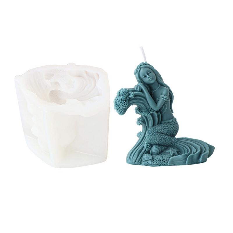 Silicone Mold Large Oceanid Mermaid Candle Resin Mould DIY Shell Conch Soap Resin Plaster Making tool