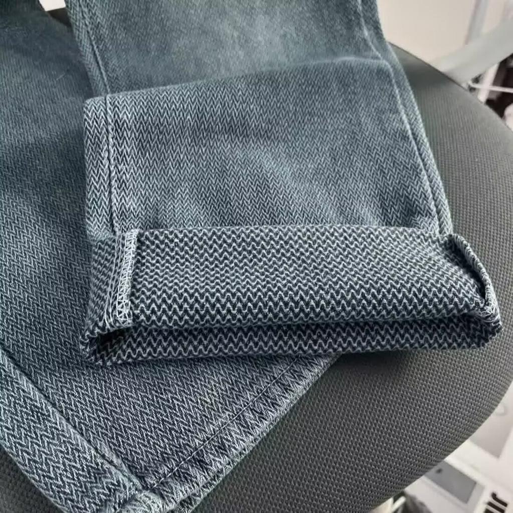 Trendy brand elastic waist jeans men's summer new loose straight casual trousers ins American retro pants