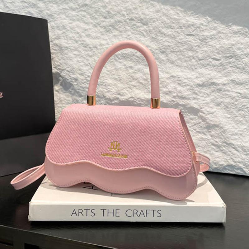 Foreign Sense of Simplicity 2025 Solid Color New Water Ripple Bag Cover Summer Fashion Crossbody Carry Shoulder Small Square Bag Women