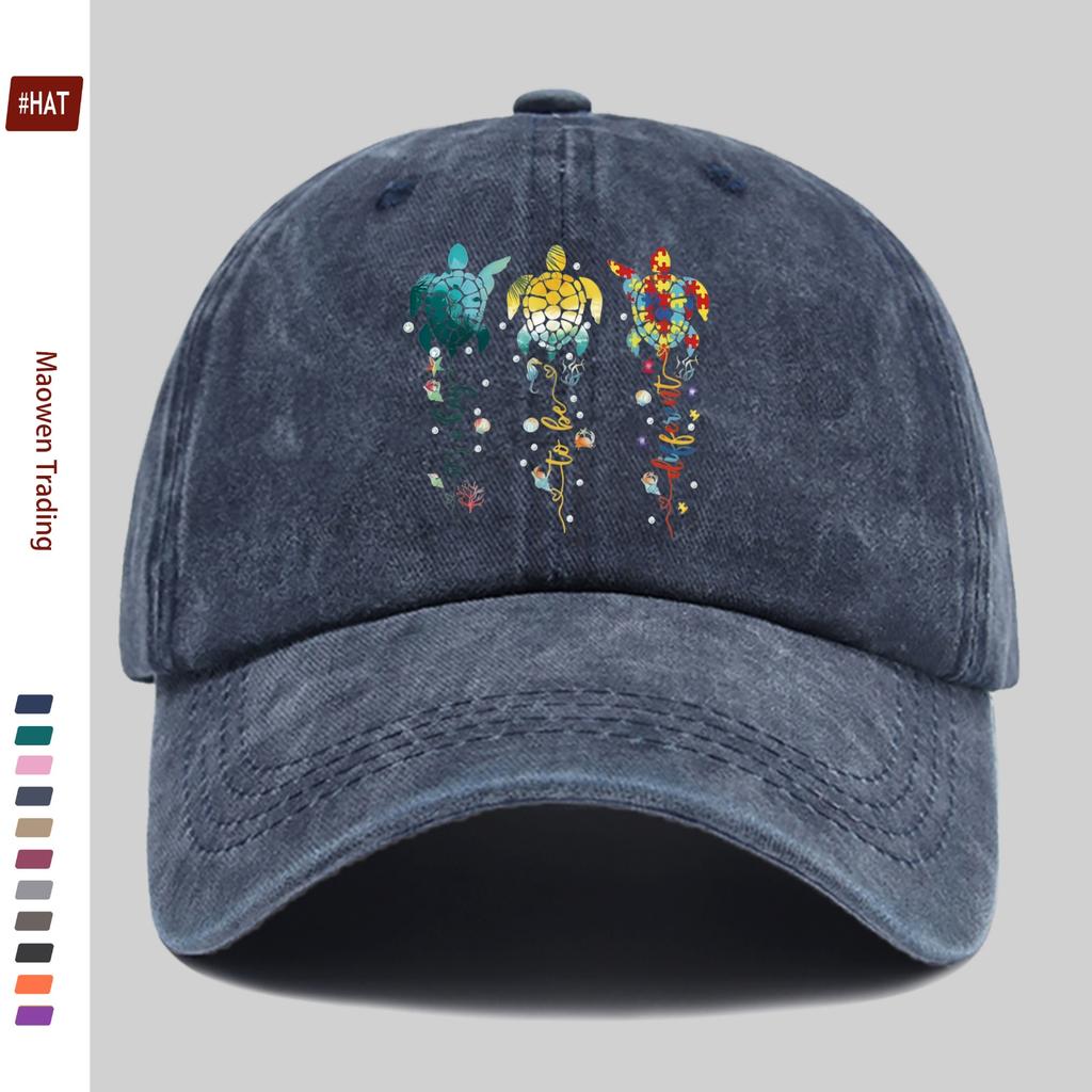 pc Casual Multicolor Turtle Print Baseball Cap Marine Animal Printed Trucker Sun Hat Comfortable Lightweight Papa Hat Dad Mo