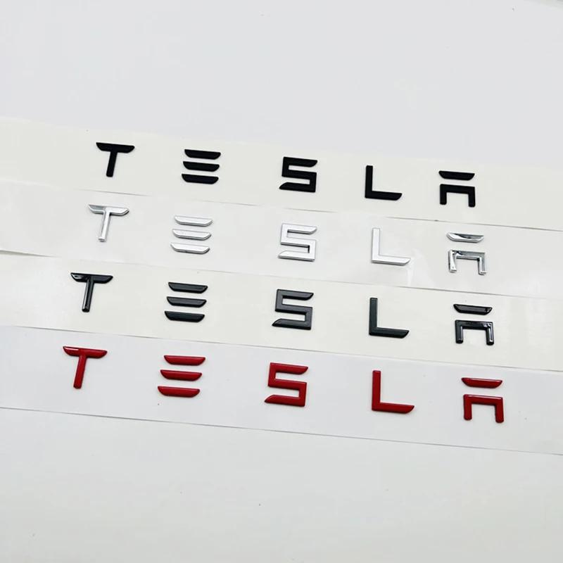 3D ABS Carbon Chrom Schwarz Logo Tesla Buchstaben Emblem Auto Heckklappe Buchstaben Für Tesla Modell 3 Y X S Zubehör
