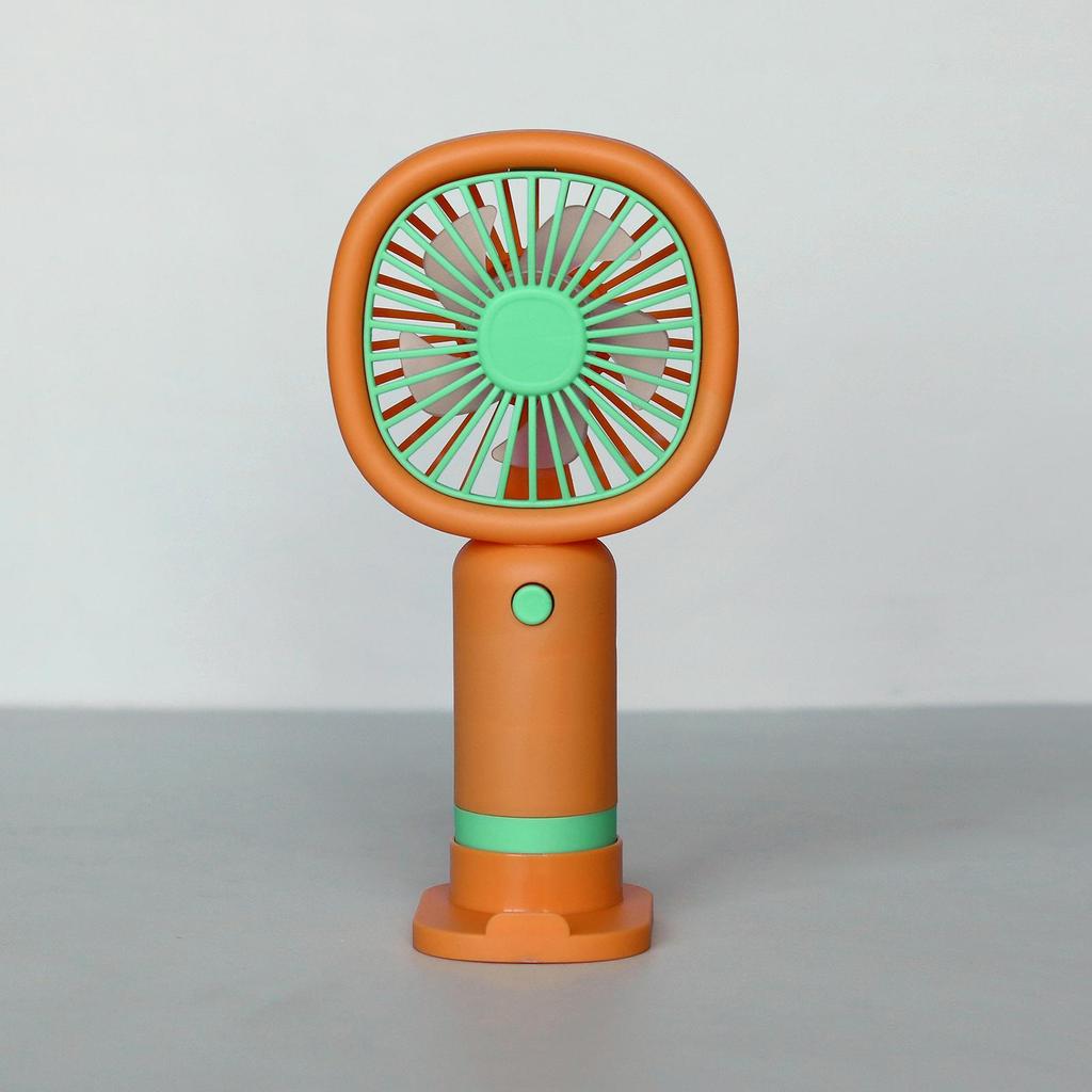 Rechargeable Handheld Cartoon Mini Fan with Base - Portable, Creative, Desktop-Friendly