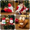 Cute Christmas Santa Claus Plush Doll Toy With Wrist Paddle Bracelet For Children 25cm Height